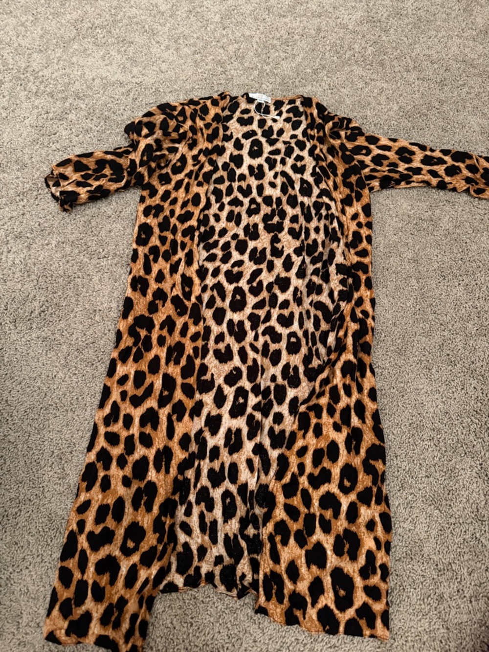Leopard Print Longline cardigan  - Brown/Black